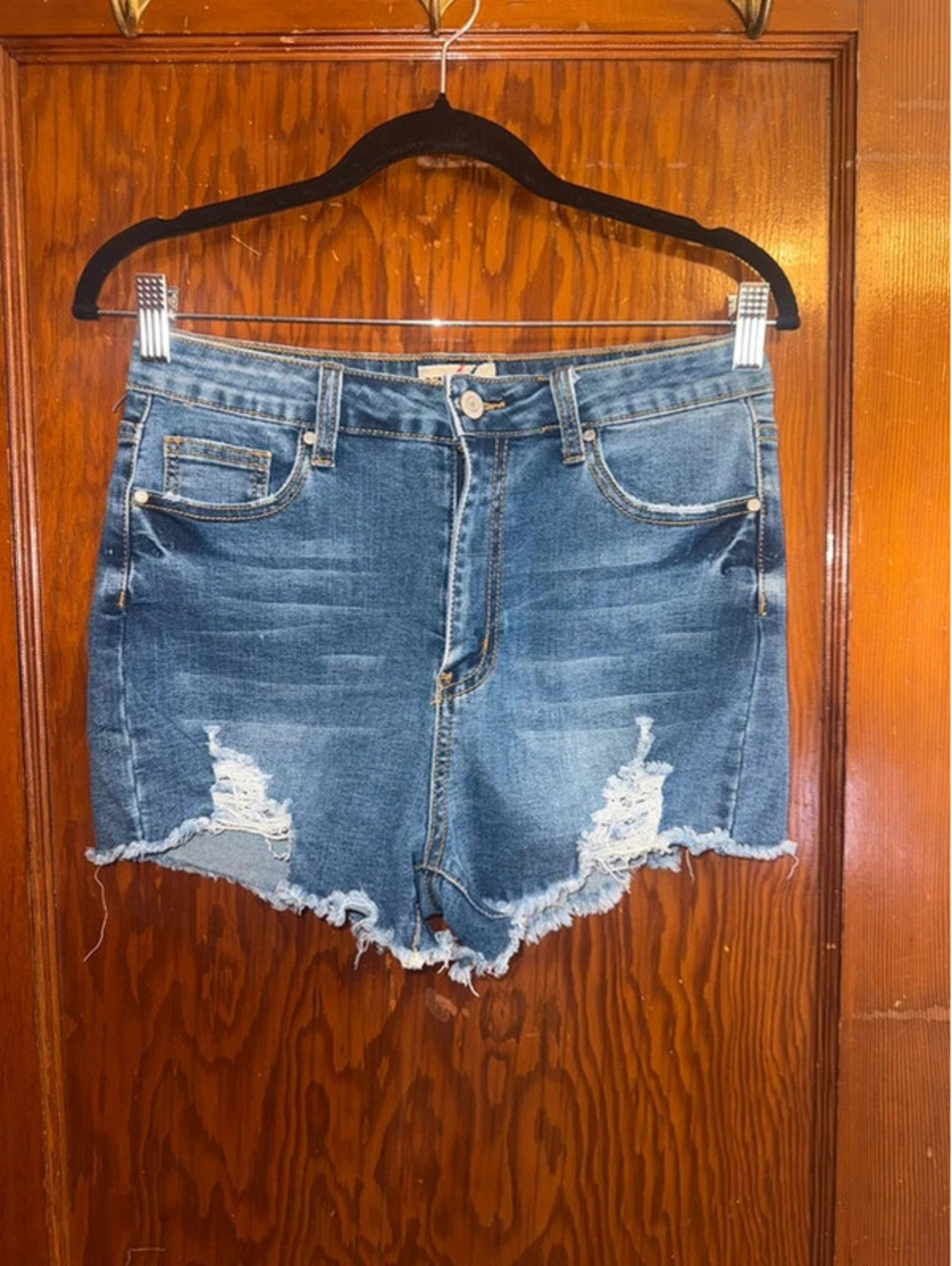 Denim BLVD Los Angeles Distressed Stretch Denim Shorts - Size Medium